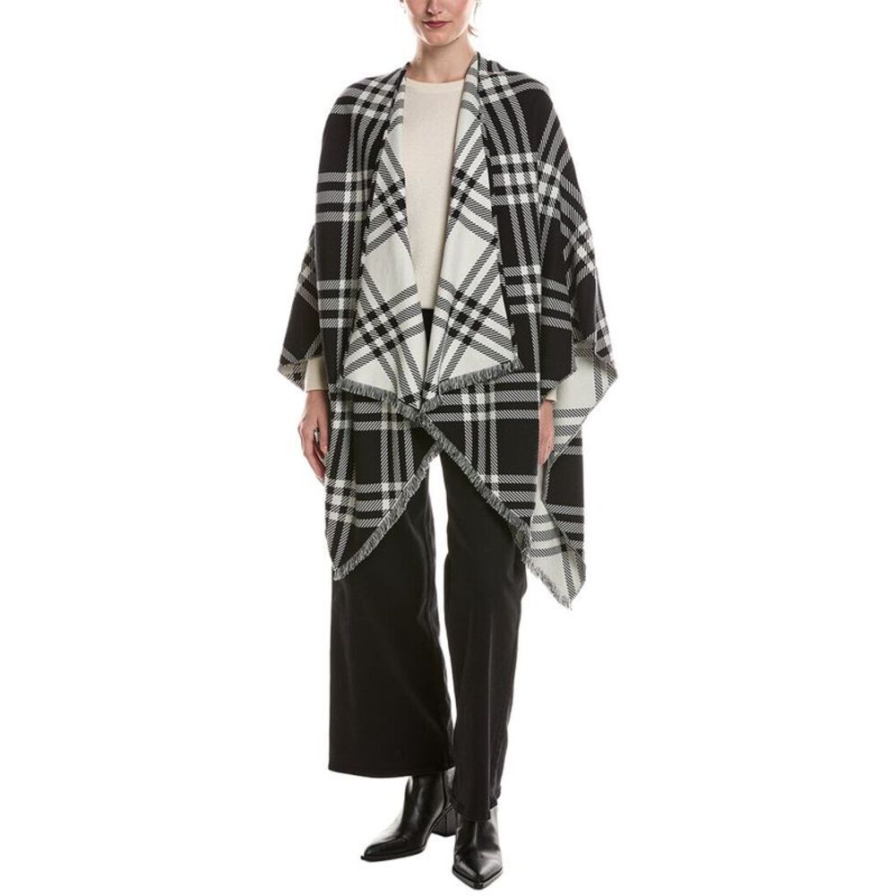 Burberry Check Silk, Wool, & Cashmere-Blend Cape, Black